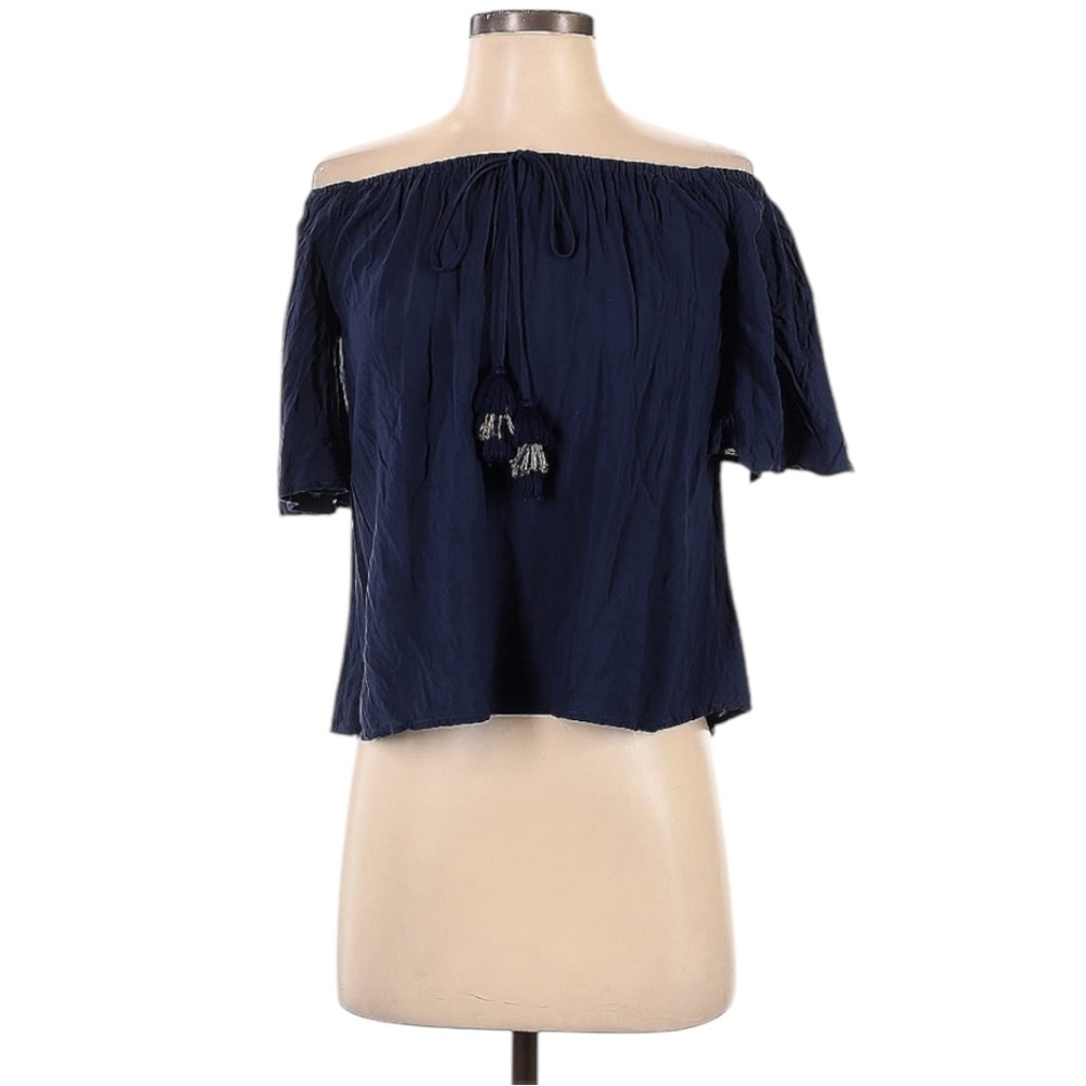 Navy Blue Lilly Pulitzer Off the Shoulder Blouse (style: Maryellen)